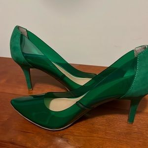 NWOT Emerald pvc and faux suede heels